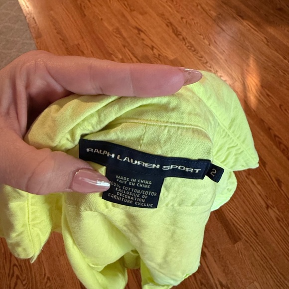 Ralph Lauren Sport Neon Lime Button-Down Shirt - Picture 3 of 3